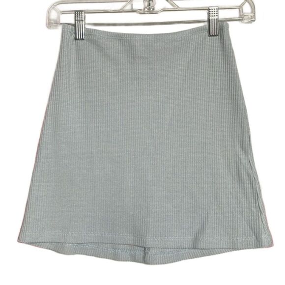 Princess Polly Bluish Grey Waffle Knit Casual Mini Skirt (Size: 2) - Picture 4 of 12